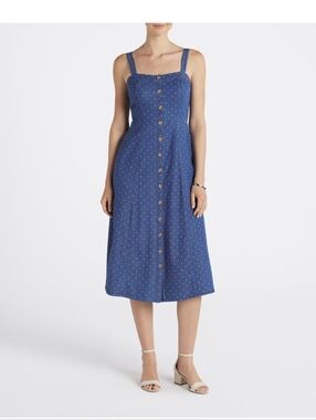 Market & Spruce Blue Polka Dot Button-Front Sundress